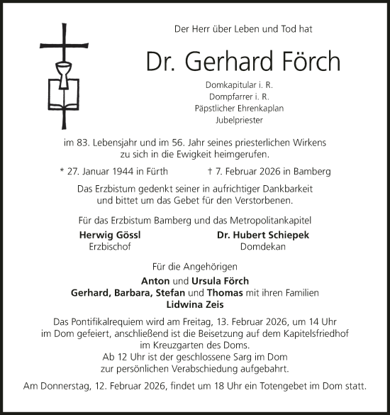 Anzeige von Gerhard Förch von MGO