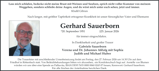 Anzeige von Gerhard Sauerborn von MGO