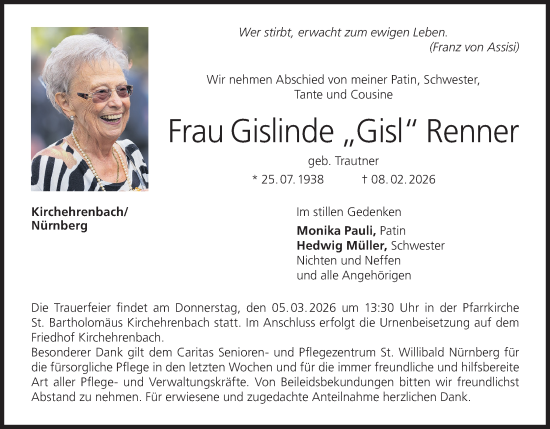 Anzeige von Gislinde Renner von MGO
