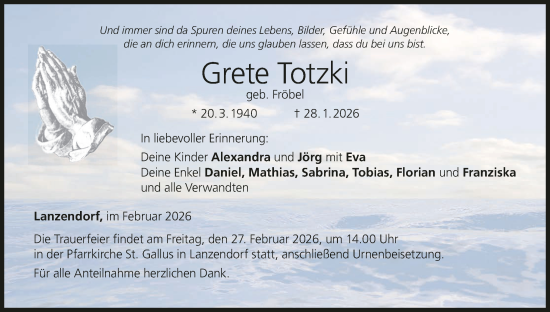 Anzeige von Grete Totzki von MGO