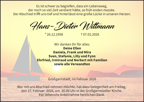 Anzeige von Hans-Dieter Wittmann von MGO