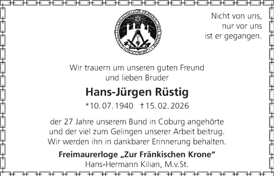 Anzeige von Hans-Jürgen Rüstig von MGO