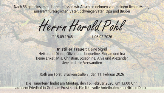 Anzeige von Harold Pohl von MGO