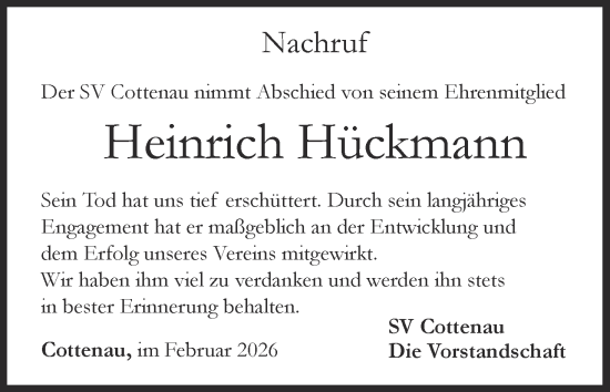Anzeige von Heinrich Hückmann von MGO