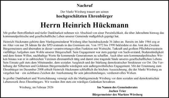 Anzeige von Heinrich Hückmann von MGO