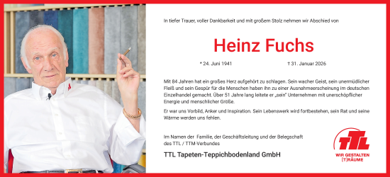 Anzeige von Heinz Fuchs von MGO