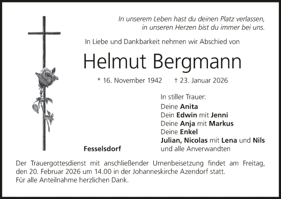 Anzeige von Helmut Bergmann von MGO