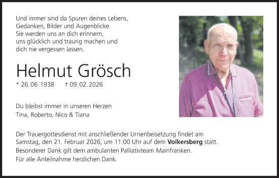 Anzeige von Helmut Grösch von MGO
