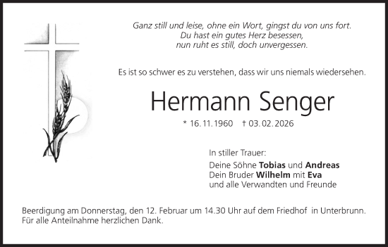 Anzeige von Hermann Senger von MGO