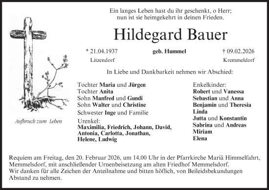 Anzeige von Hildegard Bauer von MGO