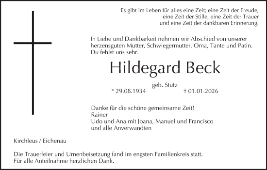Anzeige von Hildegard Beck von MGO