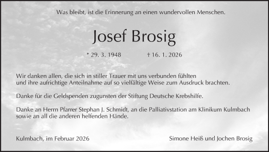 Anzeige von Josef Brosig von MGO