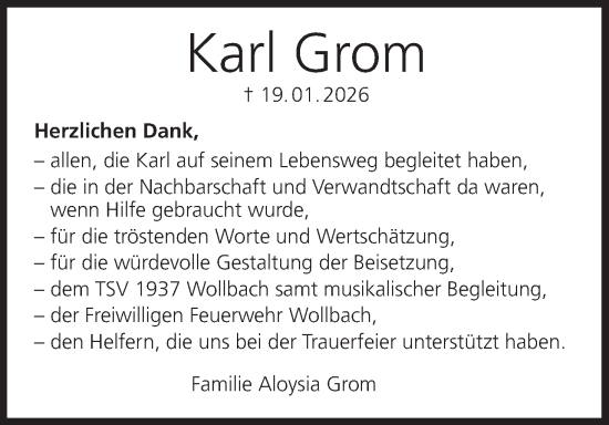 Anzeige von Karl Grom von MGO