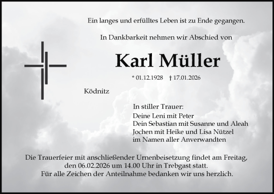 Anzeige von Karl Müller von MGO