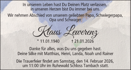 Anzeige von Klaus Lewerenz von MGO