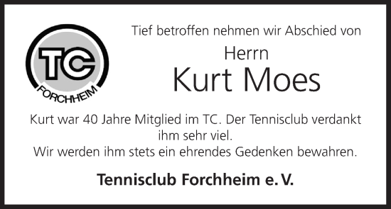Anzeige von Kurt Moes von MGO