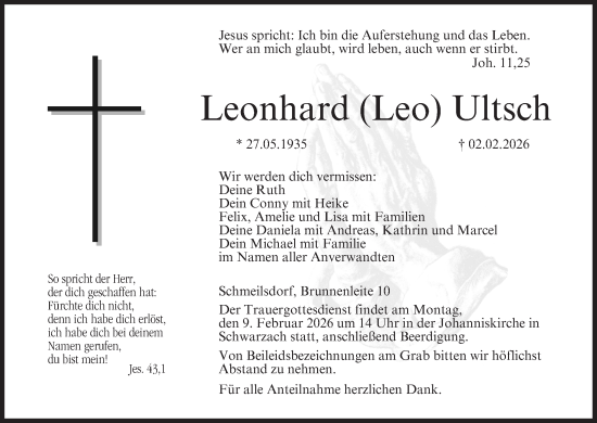 Anzeige von Leonhard Ultsch von MGO