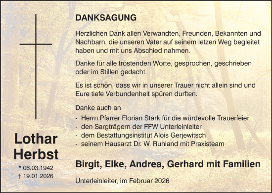 Anzeige von Lothar Herbst von MGO