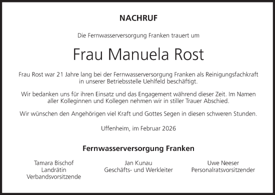 Anzeige von Manuela Rost von MGO