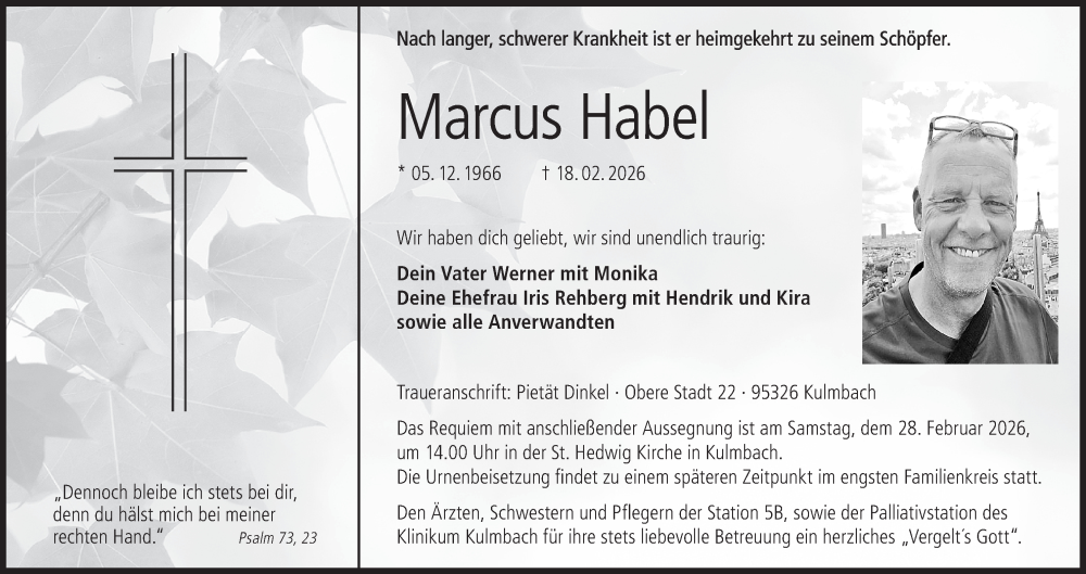  Traueranzeige für Marcus Habel vom 25.02.2026 aus MGO