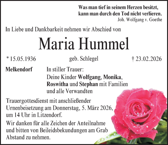 Anzeige von Maria Hummel von MGO