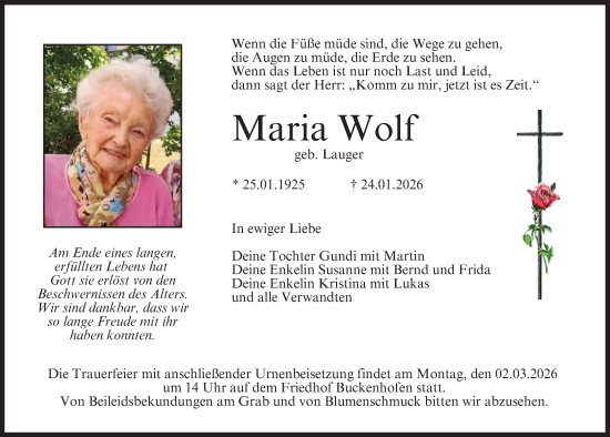 Anzeige von Maria Wolf von MGO