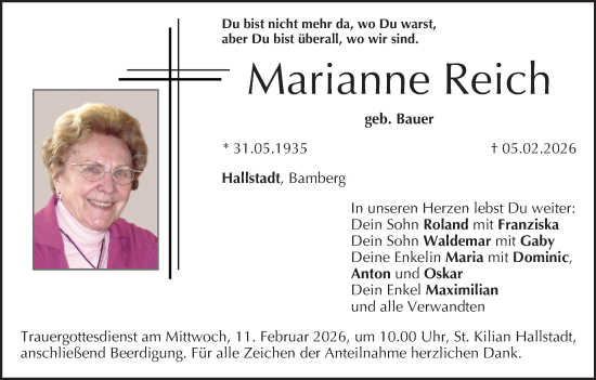 Anzeige von Marianne Reich von MGO