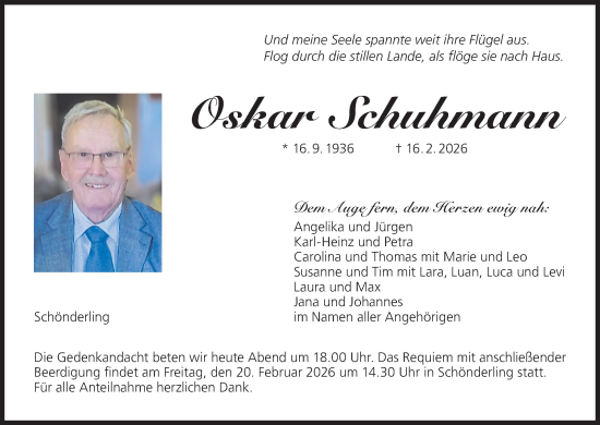 Anzeige von Oskar Schuhmann von MGO