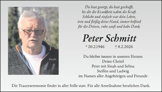 Anzeige von Peter Schmitt von MGO