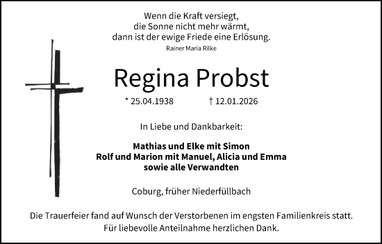 Anzeige von Regina Probst von MGO