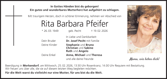 Anzeige von Rita Barbara Pfeifer von MGO