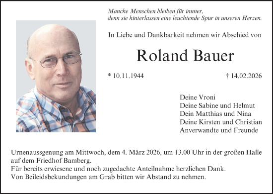 Anzeige von Roland Bauer von MGO