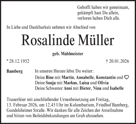 Anzeige von Rosalinde Müller von MGO