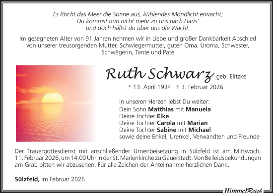 Anzeige von Ruth Schwarz von MGO