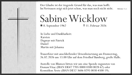 Anzeige von Sabine Wicklow von MGO