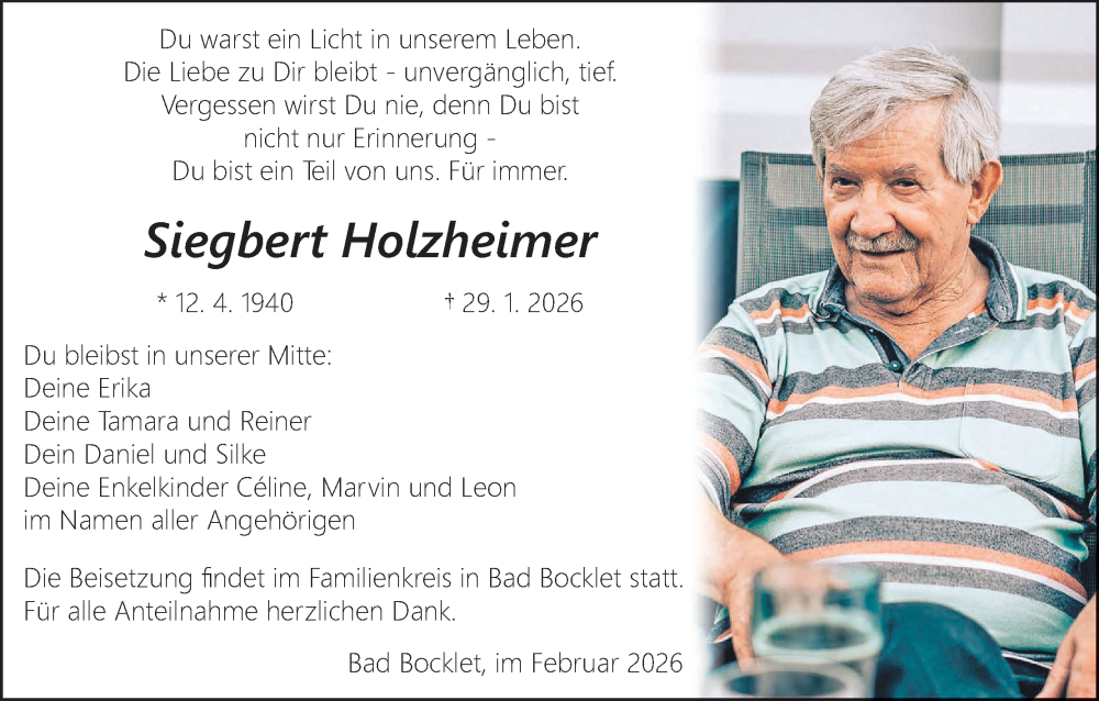  Traueranzeige für Siegbert Holzheimer vom 14.02.2026 aus MGO