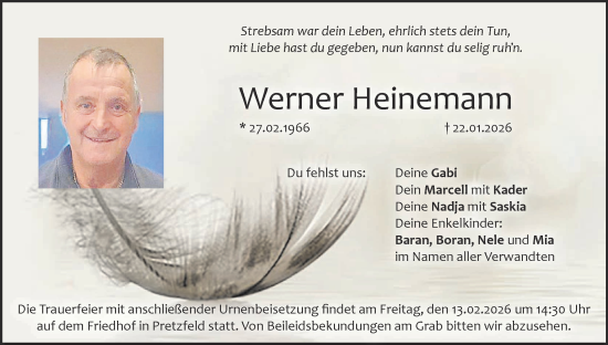 Anzeige von Werner Heinemann von MGO