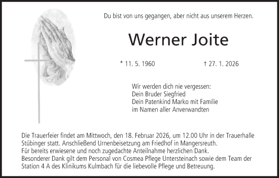Anzeige von Werner Joite von MGO