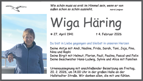 Anzeige von Wiga Häring von MGO