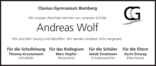 Anzeige von Andreas Wolf von MGO