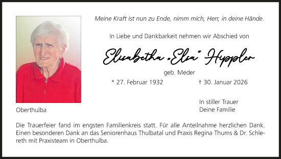 Anzeige von Elisabetha Hippler von MGO