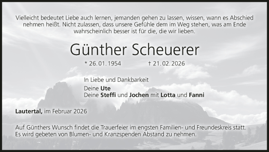 Anzeige von Günther Scheuerer von MGO