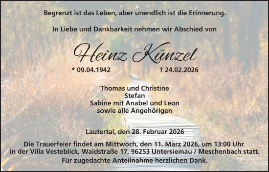 Anzeige von Heinz Künzel von MGO