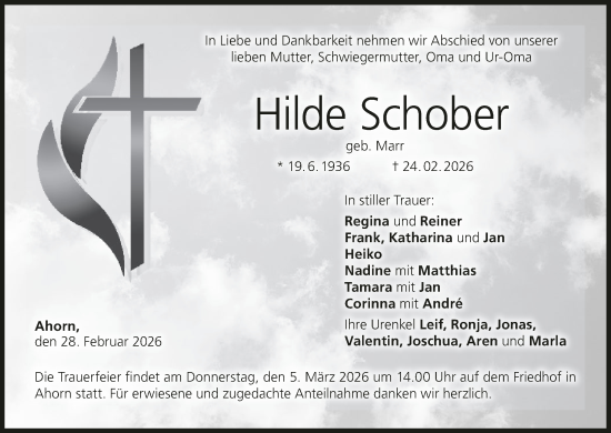 Anzeige von Hilde Schober von MGO