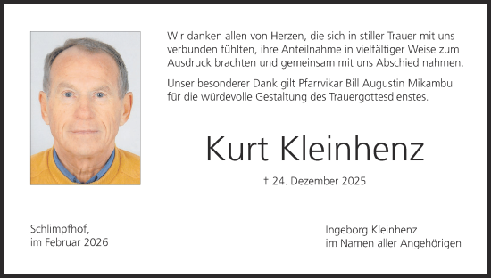 Anzeige von Kurt Kleinhenz von MGO