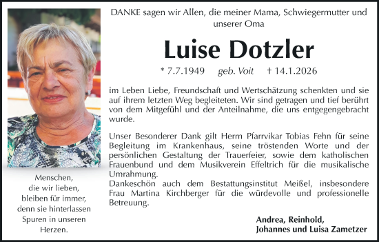 Anzeige von Luise Dotzler von MGO