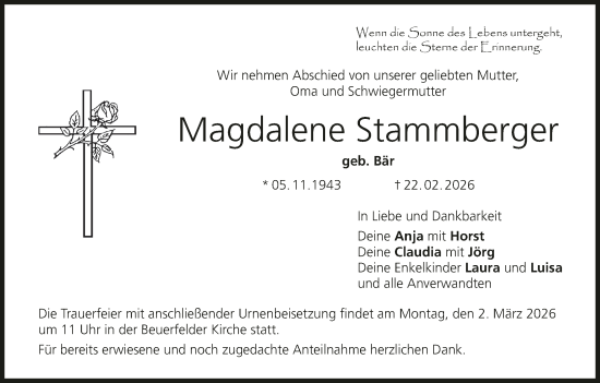 Anzeige von Magdalene Stammberger von MGO